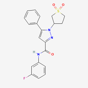 molecular formula C20H18FN3O3S B2636586 1-(1,1-dioxidotetrahydrothiophen-3-yl)-N-(3-fluorophenyl)-5-phenyl-1H-pyrazole-3-carboxamide CAS No. 1019099-99-0
