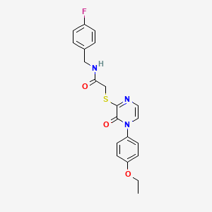 molecular formula C21H20FN3O3S B2636598 2-[4-(4-乙氧苯基)-3-氧代吡嗪-2-基]硫代基-N-[(4-氟苯基)甲基]乙酰胺 CAS No. 899759-56-9