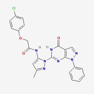 molecular formula C23H18ClN7O3 B2636600 2-(4-chlorophenoxy)-N-(3-methyl-1-(4-oxo-1-phenyl-4,5-dihydro-1H-pyrazolo[3,4-d]pyrimidin-6-yl)-1H-pyrazol-5-yl)acetamide CAS No. 1019097-55-2