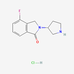 molecular formula C12H14ClFN2O B2636601 (R)-4-Fluoro-2-(pyrrolidin-3-yl)isoindolin-1-one hydrochloride CAS No. 1787315-28-9
