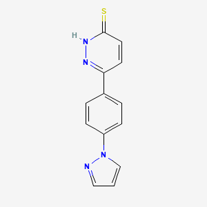 molecular formula C13H10N4S B2636608 6-(4-(1H-吡唑-1-基)苯基)吡啶嗪-3-硫醇 CAS No. 1351588-99-2