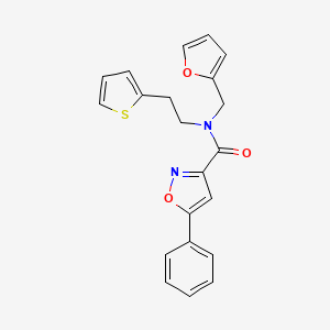 molecular formula C21H18N2O3S B2636611 N-(呋喃-2-基甲基)-5-苯基-N-(2-(噻吩-2-基)乙基)异恶唑-3-甲酰胺 CAS No. 1396748-98-3
