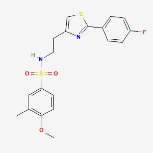 molecular formula C19H19FN2O3S2 B2636614 N-[2-[2-(4-氟苯基)-1,3-噻唑-4-基]乙基]-4-甲氧基-3-甲基苯磺酰胺 CAS No. 896608-19-8