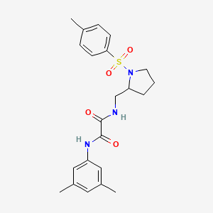 molecular formula C22H27N3O4S B2636616 N1-(3,5-二甲苯基)-N2-((1-甲苯磺酰吡咯烷-2-基)甲基)草酰胺 CAS No. 896272-01-8