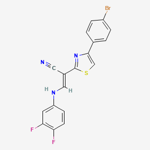 molecular formula C18H10BrF2N3S B2636623 (2E)-2-[4-(4-溴苯基)-1,3-噻唑-2-基]-3-[(3,4-二氟苯基)氨基]丙-2-烯腈 CAS No. 477297-35-1