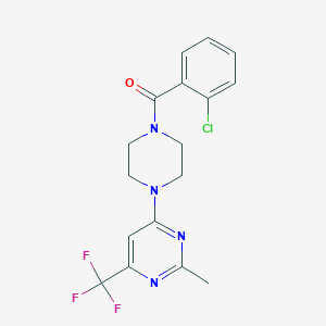 molecular formula C17H16ClF3N4O B2636628 (2-氯苯基){4-[2-甲基-6-(三氟甲基)-4-嘧啶基]哌嗪基}甲酮 CAS No. 1775545-43-1