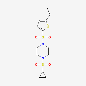 molecular formula C13H20N2O4S3 B2636630 1-(Cyclopropylsulfonyl)-4-((5-ethylthiophen-2-yl)sulfonyl)piperazine CAS No. 1219842-58-6