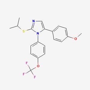 molecular formula C20H19F3N2O2S B2636631 2-(异丙硫基)-5-(4-甲氧基苯基)-1-(4-(三氟甲氧基)苯基)-1H-咪唑 CAS No. 1226441-38-8