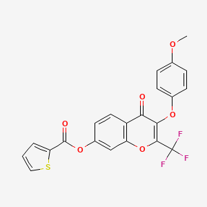 molecular formula C22H13F3O6S B2636637 3-(4-甲氧基苯氧基)-4-氧代-2-(三氟甲基)-4H-色烯-7-基噻吩-2-羧酸酯 CAS No. 308299-72-1