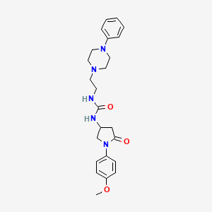 molecular formula C24H31N5O3 B2636643 1-(1-(4-甲氧基苯基)-5-氧代吡咯烷-3-基)-3-(2-(4-苯基哌嗪-1-基)乙基)脲 CAS No. 894033-27-3