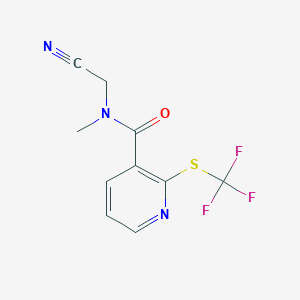 molecular formula C10H8F3N3OS B2636648 N-(cyanomethyl)-N-methyl-2-[(trifluoromethyl)sulfanyl]pyridine-3-carboxamide CAS No. 1389077-54-6