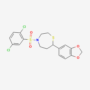 molecular formula C18H17Cl2NO4S2 B2636658 7-(Benzo[d][1,3]dioxol-5-yl)-4-((2,5-dichlorophenyl)sulfonyl)-1,4-thiazepane CAS No. 1705506-66-6