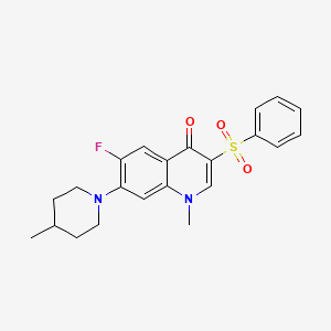 molecular formula C22H23FN2O3S B2636661 6-氟-1-甲基-7-(4-甲基哌啶-1-基)-3-(苯磺酰基)喹啉-4(1H)-酮 CAS No. 892757-42-5
