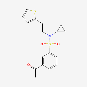 molecular formula C17H19NO3S2 B2636670 3-acetyl-N-cyclopropyl-N-(2-(thiophen-2-yl)ethyl)benzenesulfonamide CAS No. 1797400-62-4