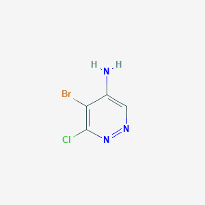 molecular formula C4H3BrClN3 B2636682 5-溴-6-氯嘧啶嗪-4-胺 CAS No. 1934905-24-4