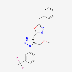 molecular formula C20H16F3N5O2 B2636683 2-苄基-5-(5-(甲氧基甲基)-1-(3-(三氟甲基)苯基)-1H-1,2,3-三唑-4-基)-1,3,4-恶二唑 CAS No. 1081132-28-6