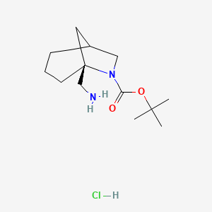molecular formula C13H25ClN2O2 B2636684 叔丁基(5R)-5-(氨甲基)-6-氮杂双环[3.2.1]辛烷-6-羧酸盐;盐酸盐 CAS No. 2408946-80-3