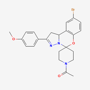 molecular formula C23H24BrN3O3 B2636687 1-(9-溴-2-(4-甲氧基苯基)-1,10b-二氢螺[苯并[e]吡唑并[1,5-c][1,3]恶嗪-5,4'-哌啶]-1'-基)乙酮 CAS No. 879449-93-1