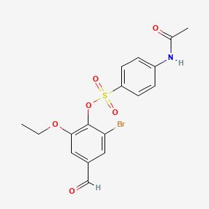 molecular formula C17H16BrNO6S B2636688 2-溴-6-乙氧基-4-甲酰苯基 4-(乙酰氨基)苯磺酸盐 CAS No. 432021-39-1