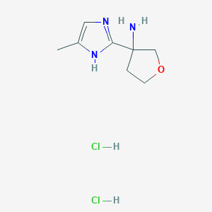 molecular formula C8H15Cl2N3O B2636704 3-(4-甲基-1H-咪唑-2-基)恶烷-3-胺二盐酸盐 CAS No. 2126161-60-0