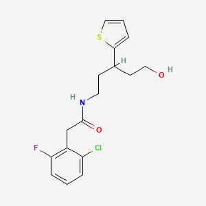 molecular formula C17H19ClFNO2S B2636715 2-(2-氯-6-氟苯基)-N-[5-羟基-3-(噻吩-2-基)戊基]乙酰胺 CAS No. 2097862-69-4