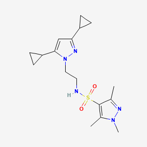 molecular formula C17H25N5O2S B2636717 N-(2-(3,5-dicyclopropyl-1H-pyrazol-1-yl)ethyl)-1,3,5-trimethyl-1H-pyrazole-4-sulfonamide CAS No. 2310159-59-0