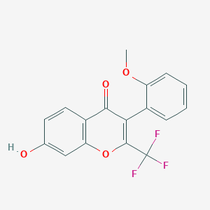molecular formula C17H11F3O4 B2636718 7-Hydroxy-3-(2-methoxyphenyl)-2-(trifluoromethyl)chromen-4-one CAS No. 303119-53-1