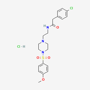 molecular formula C21H27Cl2N3O4S B2636724 2-(4-chlorophenyl)-N-(2-(4-((4-methoxyphenyl)sulfonyl)piperazin-1-yl)ethyl)acetamide hydrochloride CAS No. 1189713-15-2