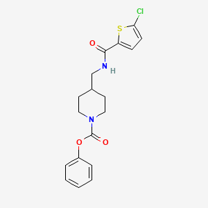 molecular formula C18H19ClN2O3S B2636725 Phenyl 4-((5-chlorothiophene-2-carboxamido)methyl)piperidine-1-carboxylate CAS No. 1234921-21-1