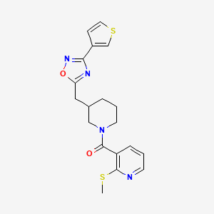 (2-(Methylthio)pyridin-3-yl)(3-((3-(thiophen-3-yl)-1,2,4-oxadiazol-5-yl)methyl)piperidin-1-yl)methanone