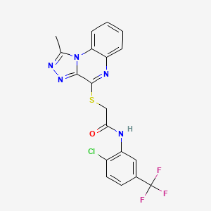 molecular formula C19H13ClF3N5OS B2636732 N-(2-chloro-5-(trifluoromethyl)phenyl)-2-((1-methyl-[1,2,4]triazolo[4,3-a]quinoxalin-4-yl)thio)acetamide CAS No. 1251573-71-3