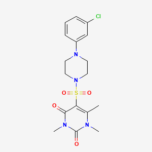 molecular formula C17H21ClN4O4S B2636768 5-{[4-(3-chlorophenyl)piperazin-1-yl]sulfonyl}-1,3,6-trimethyl-1,2,3,4-tetrahydropyrimidine-2,4-dione CAS No. 893343-26-5