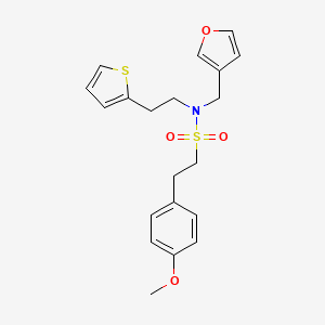 N-(furan-3-ylmethyl)-2-(4-methoxyphenyl)-N-(2-(thiophen-2-yl)ethyl)ethanesulfonamide