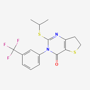 molecular formula C16H15F3N2OS2 B2636777 2-(isopropylthio)-3-(3-(trifluoromethyl)phenyl)-6,7-dihydrothieno[3,2-d]pyrimidin-4(3H)-one CAS No. 877654-02-9