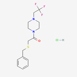 molecular formula C15H20ClF3N2OS B2636782 2-(Benzylthio)-1-(4-(2,2,2-trifluoroethyl)piperazin-1-yl)ethanone hydrochloride CAS No. 1351634-80-4