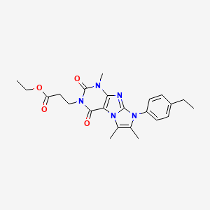 molecular formula C23H27N5O4 B2636792 3-(8-(4-乙基苯基)-1,6,7-三甲基-2,4-二氧代-1H-咪唑并[2,1-f]嘌呤-3(2H,4H,8H)-基)丙酸乙酯 CAS No. 887457-01-4