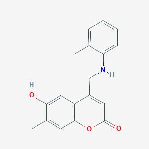 molecular formula C18H17NO3 B2636803 6-hydroxy-7-methyl-4-((o-tolylamino)methyl)-2H-chromen-2-one CAS No. 859861-10-2