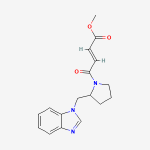 molecular formula C17H19N3O3 B2636823 Methyl (E)-4-[2-(benzimidazol-1-ylmethyl)pyrrolidin-1-yl]-4-oxobut-2-enoate CAS No. 2411323-65-2