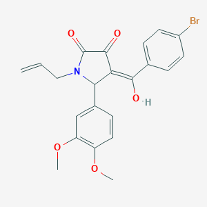 molecular formula C22H20BrNO5 B263683 (4E)-4-[(4-bromophenyl)(hydroxy)methylidene]-5-(3,4-dimethoxyphenyl)-1-(prop-2-en-1-yl)pyrrolidine-2,3-dione 