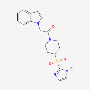 2-(1H-indol-1-yl)-1-(4-((1-methyl-1H-imidazol-2-yl)sulfonyl)piperidin-1-yl)ethanone