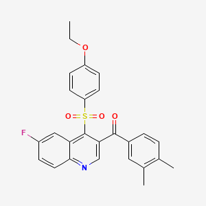 molecular formula C26H22FNO4S B2636834 (3,4-二甲基苯基)(4-((4-乙氧基苯基)磺酰基)-6-氟喹啉-3-基)甲酮 CAS No. 899760-10-2