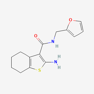 molecular formula C14H16N2O2S B2636835 2-amino-N-(2-furylmethyl)-4,5,6,7-tetrahydro-1-benzothiophene-3-carboxamide CAS No. 588678-85-7