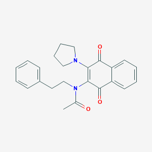 molecular formula C24H24N2O3 B263684 N-(1,4-Dioxo-3-(1-pyrrolidinyl)-1,4-dihydro-2-naphthalenyl)-N-(2-phenylethyl)acetamide 