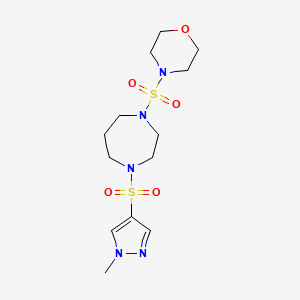 molecular formula C13H23N5O5S2 B2636844 4-((4-((1-methyl-1H-pyrazol-4-yl)sulfonyl)-1,4-diazepan-1-yl)sulfonyl)morpholine CAS No. 2034489-71-7