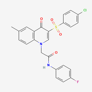 2-[3-(4-chlorophenyl)sulfonyl-6-methyl-4-oxoquinolin-1-yl]-N-(4-fluorophenyl)acetamide