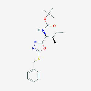 molecular formula C19H27N3O3S B263685 tert-butyl N-[(1S,2R)-1-(5-benzylsulfanyl-1,3,4-oxadiazol-2-yl)-2-methylbutyl]carbamate 