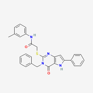molecular formula C28H24N4O2S B2636850 2-((3-benzyl-4-oxo-6-phenyl-4,5-dihydro-3H-pyrrolo[3,2-d]pyrimidin-2-yl)thio)-N-(m-tolyl)acetamide CAS No. 1115286-32-2