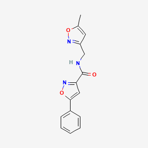 molecular formula C15H13N3O3 B2636856 N-((5-methylisoxazol-3-yl)methyl)-5-phenylisoxazole-3-carboxamide CAS No. 1251542-91-2