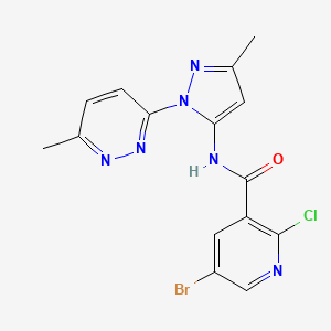 molecular formula C15H12BrClN6O B2636874 5-bromo-2-chloro-N-[3-methyl-1-(6-methylpyridazin-3-yl)-1H-pyrazol-5-yl]pyridine-3-carboxamide CAS No. 1384788-79-7