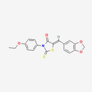 molecular formula C19H15NO4S2 B2636876 (Z)-5-(benzo[d][1,3]dioxol-5-ylmethylene)-3-(4-ethoxyphenyl)-2-thioxothiazolidin-4-one CAS No. 303027-21-6